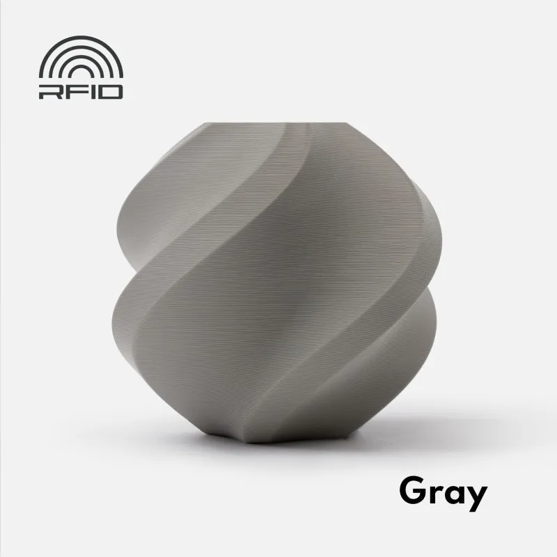 [FLBM0103] Bambu Lab PLA Basic Filament-1KG -1.75- Grey(10103)-Refill Pack Without Spool