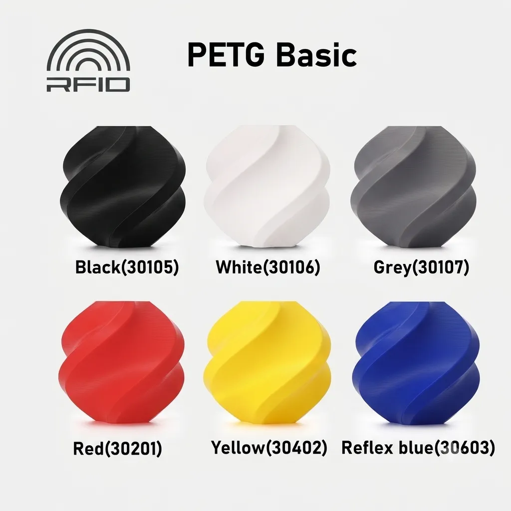 [PTGBMB011] Bambu Lab PETG Basic 6KG 6-Color Stock-up Bundle (Black/White/Grey/Red/Yellow/Blue, 1KG each) - without Spools